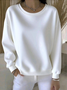 Lässig Rundhals Unifarben Sweatshirt
