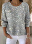 Damen Baumwolle Halloween Langarm Bequem Retro Pullover