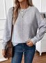 Damen Unifarben Langarm Bequem Lässig Pullover