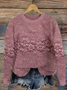 Damen Gestrickt Geblümt Langarm Bequem Lässig Print Pullover