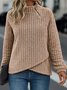 Lässig Mock Neck Unifarben Sweatshirt