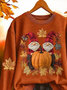 Lässig Rundhals Ahornblatt Sweatshirt Print