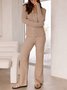 Damen Unifarben Zweiteiliges Set Täglich Langarm Lässig Frühling/Herbst Bluse mit Hose Matching Set