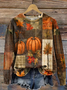 Lässig Rundhals Ahornblatt Sweatshirt Print