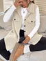 Damen Herbst und Winter Revers Geknöpft Plüsch Tanktop Jacke Weit Temperament Pendeln Nachahmung Lammfell