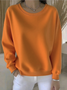 Lässig Rundhals Unifarben Sweatshirt