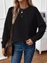 Damen Unifarben Langarm Bequem Lässig Pullover