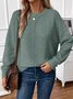 Damen Unifarben Langarm Bequem Lässig Pullover