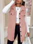Damen Herbst und Winter Revers Geknöpft Plüsch Tanktop Jacke Weit Temperament Pendeln Nachahmung Lammfell