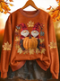 Lässig Rundhals Ahornblatt Sweatshirt Print