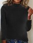 Damen Baumwolle Unifarben Langarm Bequem Lässig Pullover