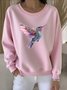 Lässig Rundhals Tier Sweatshirt