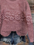 Damen Gestrickt Geblümt Langarm Bequem Lässig Print Pullover