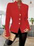 Damen Unifarben Frühling/Herbst Oberbekleidung Retro Nahtverarbeitung Langarm Regelmäßig Blazer