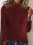 Damen Baumwolle Unifarben Langarm Bequem Lässig Pullover