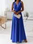 Damen Unifarben Sommer Nahtverarbeitung Kleid V-Ausschnitt Ärmellos Tanktop A-Linien-Kleid