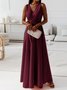 Damen Unifarben Sommer Nahtverarbeitung Kleid V-Ausschnitt Ärmellos Tanktop A-Linien-Kleid
