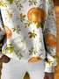 Damen Gestrickt Geblümt Langarm Bequem Lässig Print Pullover