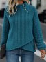 Lässig Mock Neck Unifarben Sweatshirt