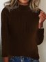 Damen Baumwolle Unifarben Langarm Bequem Lässig Pullover