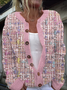 Damen Wolle/Stricken Farbblock Langarm Bequem Lässig Strickjacke