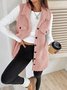 Damen Herbst und Winter Revers Geknöpft Plüsch Tanktop Jacke Weit Temperament Pendeln Nachahmung Lammfell