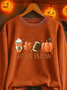 Lässig Rundhals Ahornblatt Sweatshirt Print