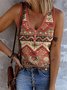 Lässig V-Ausschnitt Geometrisch Tanktop Oberteile