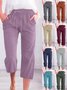 Damen Unifarben Caprihosen Hose Lässig Sommer Hose