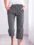 Damen Unifarben Caprihosen Hose Lässig Sommer Hose