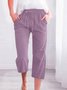 Damen Unifarben Caprihosen Hose Lässig Sommer Hose