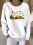 Lässig Rundhals Geblümt Sweatshirt