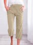 Damen Unifarben Caprihosen Hose Lässig Sommer Hose