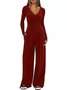 Damen Unifarben Nahtverarbeitung Zweiteiliges Set Täglich Langarm Lässig Frühling/Herbst Bluse mit Hose Matching Set