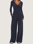 Damen Unifarben Nahtverarbeitung Zweiteiliges Set Täglich Langarm Lässig Frühling/Herbst Bluse mit Hose Matching Set