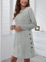 Damen Unifarben Frühling/Herbst Nahtverarbeitung Kleid Rundhals Langarm Etuikleid A-Linien-Kleid