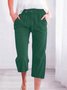 Damen Unifarben Caprihosen Hose Lässig Sommer Hose