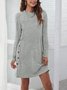 Damen Unifarben Frühling/Herbst Nahtverarbeitung Kleid Rundhals Langarm Etuikleid A-Linien-Kleid