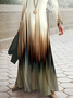 Damen Gestreift Frühling/Herbst Kleid Rundhals Langarm A-Linien-Kleid
