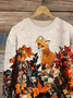 Damen Gestrickt Geblümt Langarm Bequem Lässig Print Pullover