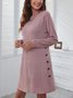 Damen Unifarben Frühling/Herbst Nahtverarbeitung Kleid Rundhals Langarm Etuikleid A-Linien-Kleid
