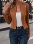 Damen Unifarben Frühling/Herbst Oberbekleidung Retro Nahtverarbeitung Langarm Stehkragen Regelmäßig Blazer