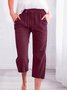 Damen Unifarben Caprihosen Hose Lässig Sommer Hose
