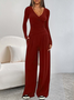 Damen Unifarben Nahtverarbeitung Zweiteiliges Set Täglich Langarm Lässig Frühling/Herbst Bluse mit Hose Matching Set