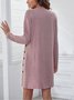 Damen Unifarben Frühling/Herbst Nahtverarbeitung Kleid Rundhals Langarm Etuikleid A-Linien-Kleid