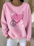 Lässig Rundhals Geblümt Sweatshirt