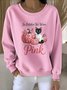 Lässig Rundhals Geblümt Sweatshirt