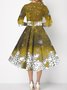 Damen Weihnachten Frühling/Herbst Kleid Rundhals Dreiviertelärmel A-Linien-Kleid