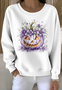 Lässig Rundhals Geblümt Sweatshirt