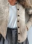 Damen Abstrakt Langarm Bequem Retro Print Strickjacke